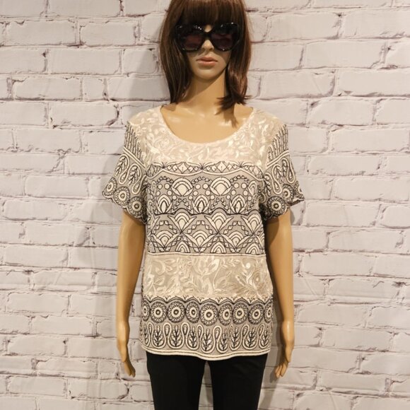 ANTHROPOLOGIE - Stunning Meadow Rue embroidered lace sequin ivory top - Picture 7 of 12